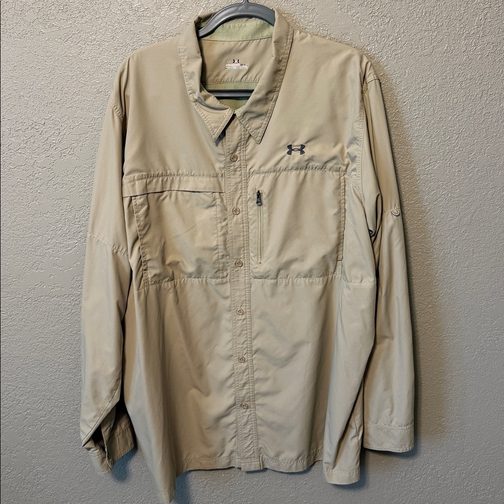 Under Armour Men's tan Fish Hunter Solid Long-Sleeve Shirt Size 3XL